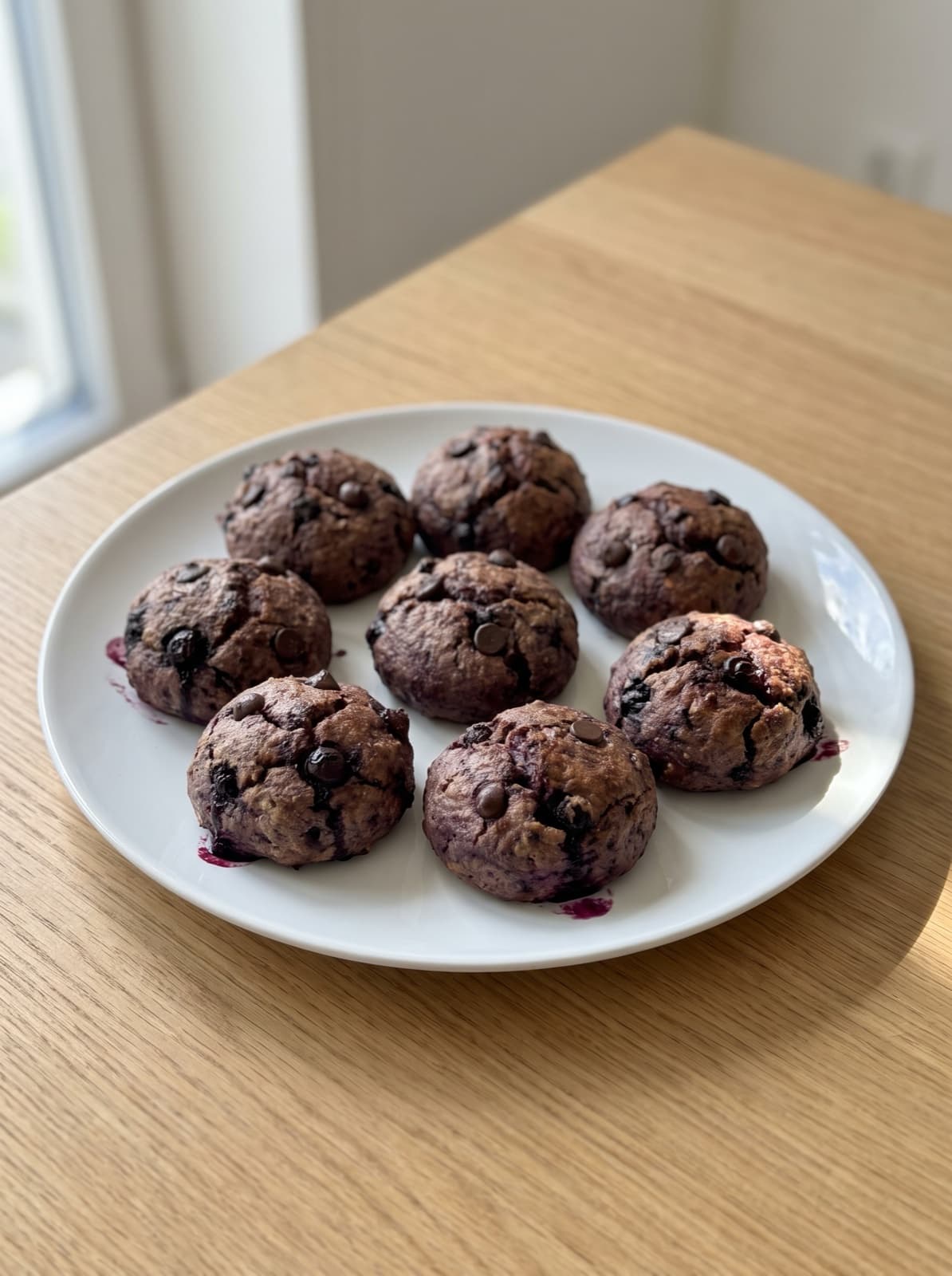 Protein-Quarkbrötchen mit Heidelbeeren und Schoko
